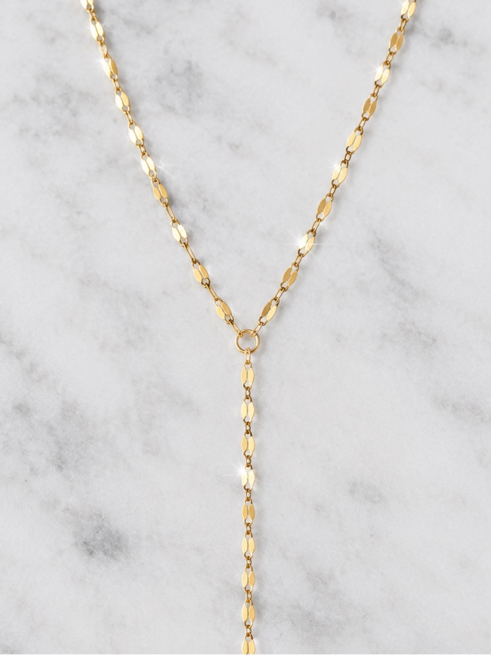 14k Gold Mirrored Lariat Necklace | Fine Jewelry | Minimalist Jewelry Trending